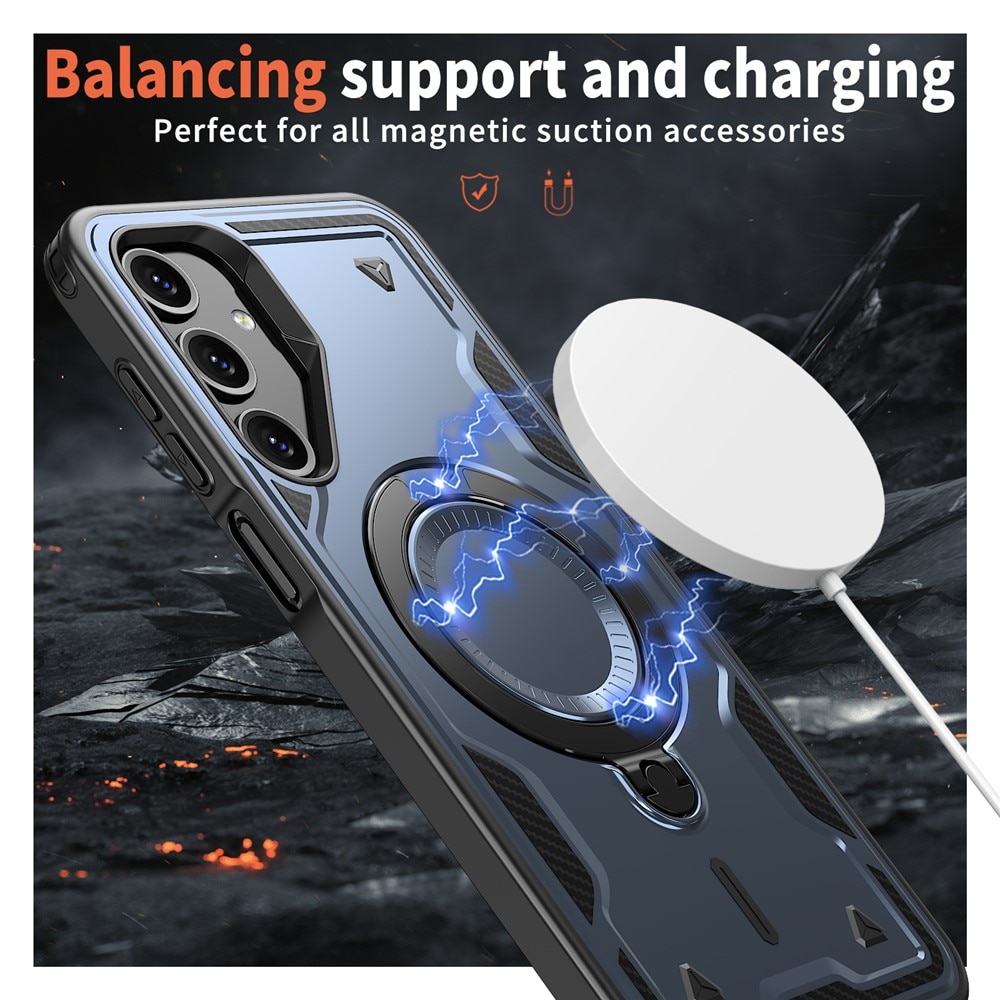 Husa military armour cu inel metalic, ALC MOBILE, compatibila cu Samsung Galaxy S25, Albastru