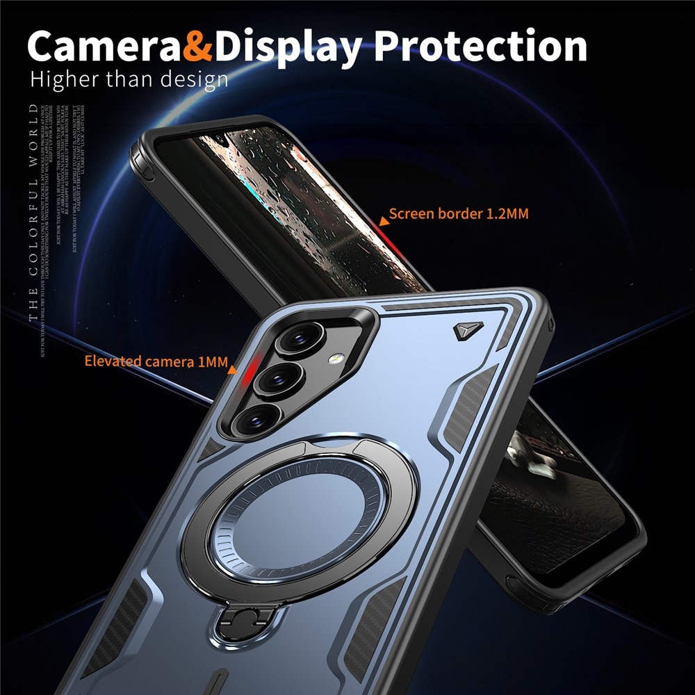 Husa military armour cu inel metalic, ALC MOBILE, compatibila cu Samsung Galaxy S25, Albastru