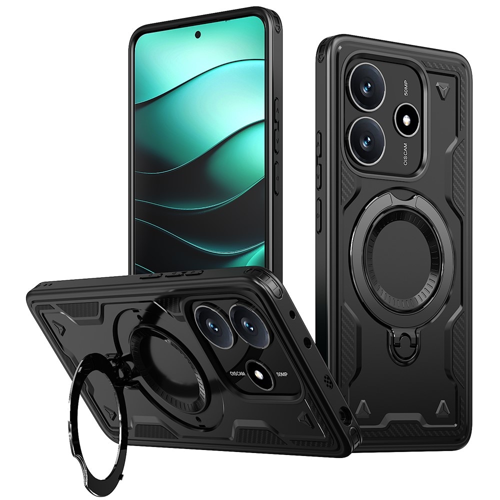 Husa military armour cu inel metalic, ALC MOBILE, compatibila cu Xiaomi Redmi Note 14 4G, Negru