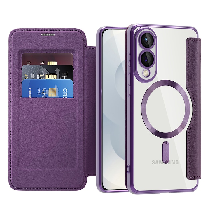 Husa pentru Samsung Galaxy S25 Edge - Techsuit SmartMag Book Case - Purple