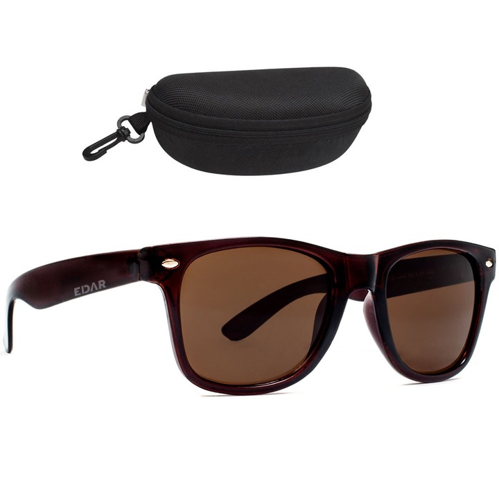 Ochelari de Condus Polarizati EDAR Model 19, pentru Barbati, Lentile Maro Anti-Reflex, Protectie UV, Toc de Protectie Inclus