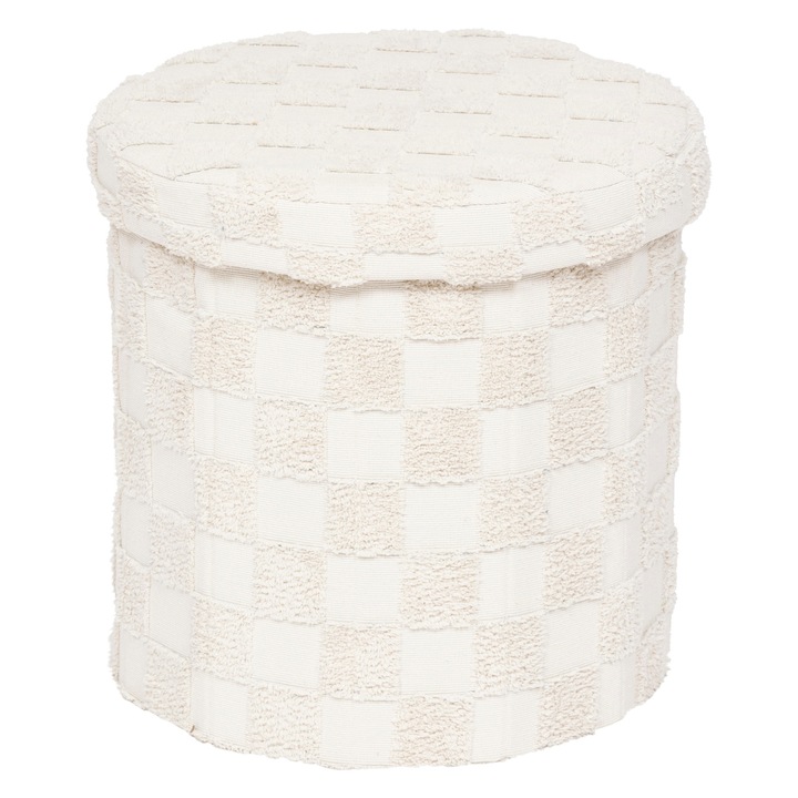 Összecsukható Puff Huzattal, Atmosphera, Kerek Puff 38 Cm, Tároló Funkció, Összecsukható Szerkezet, Ideális Nappaliba, Hálószobába és Gyerekszobába, Praktikus és Stílusos