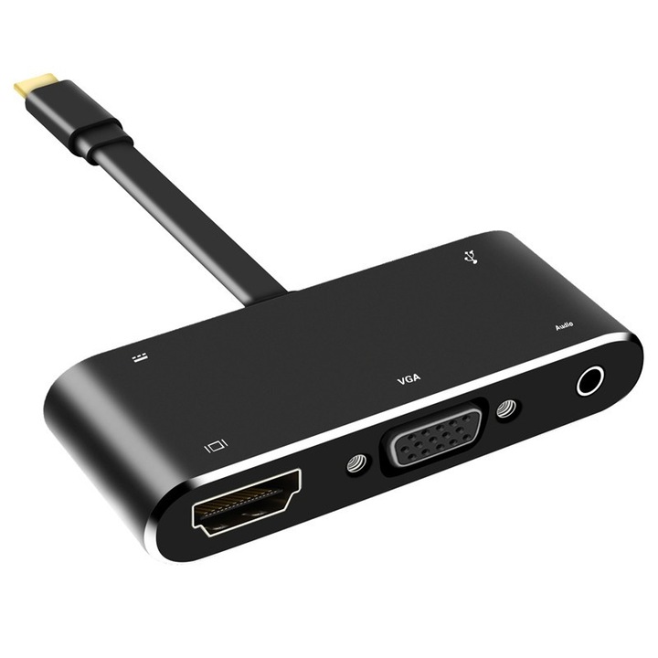 5в1 хъб адаптер от тип c към HDMI, VGA, аудио, тип c и USB3.0 - Phuture