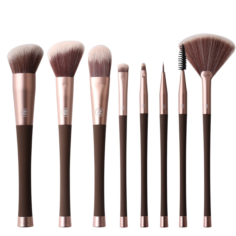 Set 8 pensule profesionale High Class cu maner subtire cauciucat Bright Rose - Zoreya