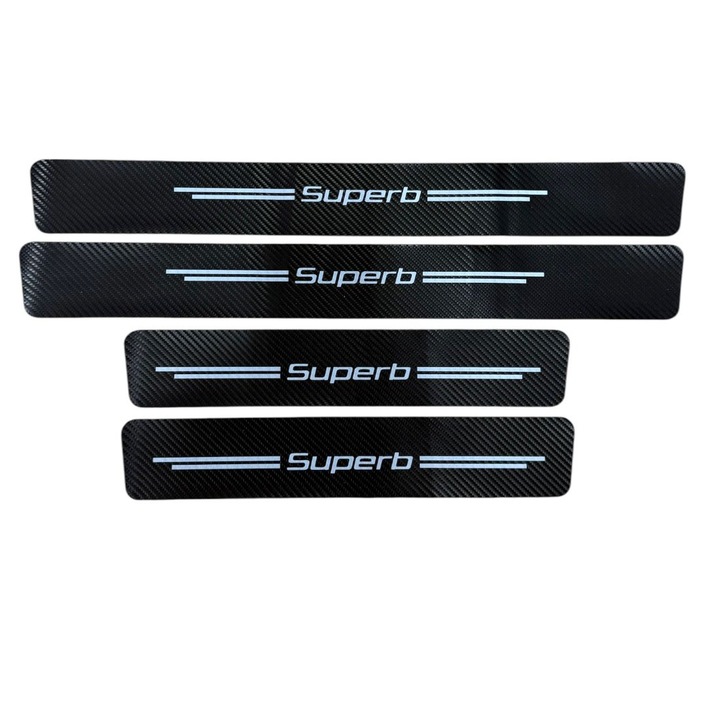 Комплект от 4 карбонови стикера за Skoda Superb, предпазител за прагове на вратата против надраскване