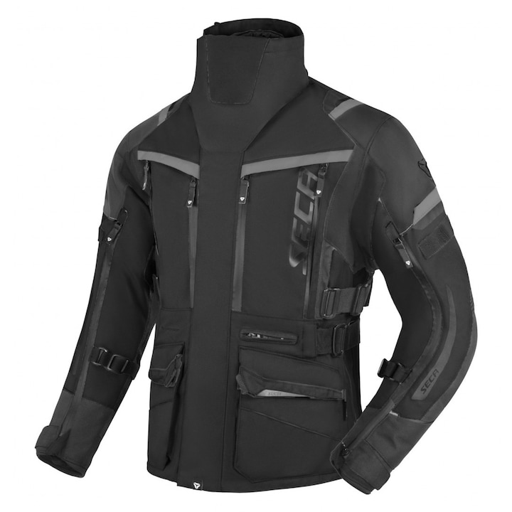 Geaca moto Seca Arrakis III Black, 3 layere, include mesada termica, mesada de ploaie, si guler termic, protectii D3O, marime XXL
