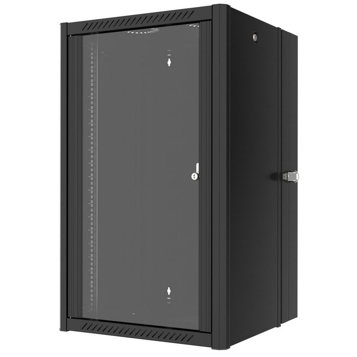 Lanview 19"-os fém szekrény, 20U, 600x600x1000mm, fekete, dupla