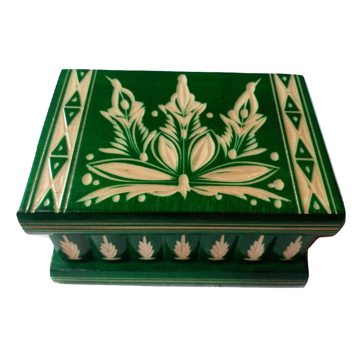 Cutie secreta culoare verde , cutie puzzle cu cheia ascunsa
