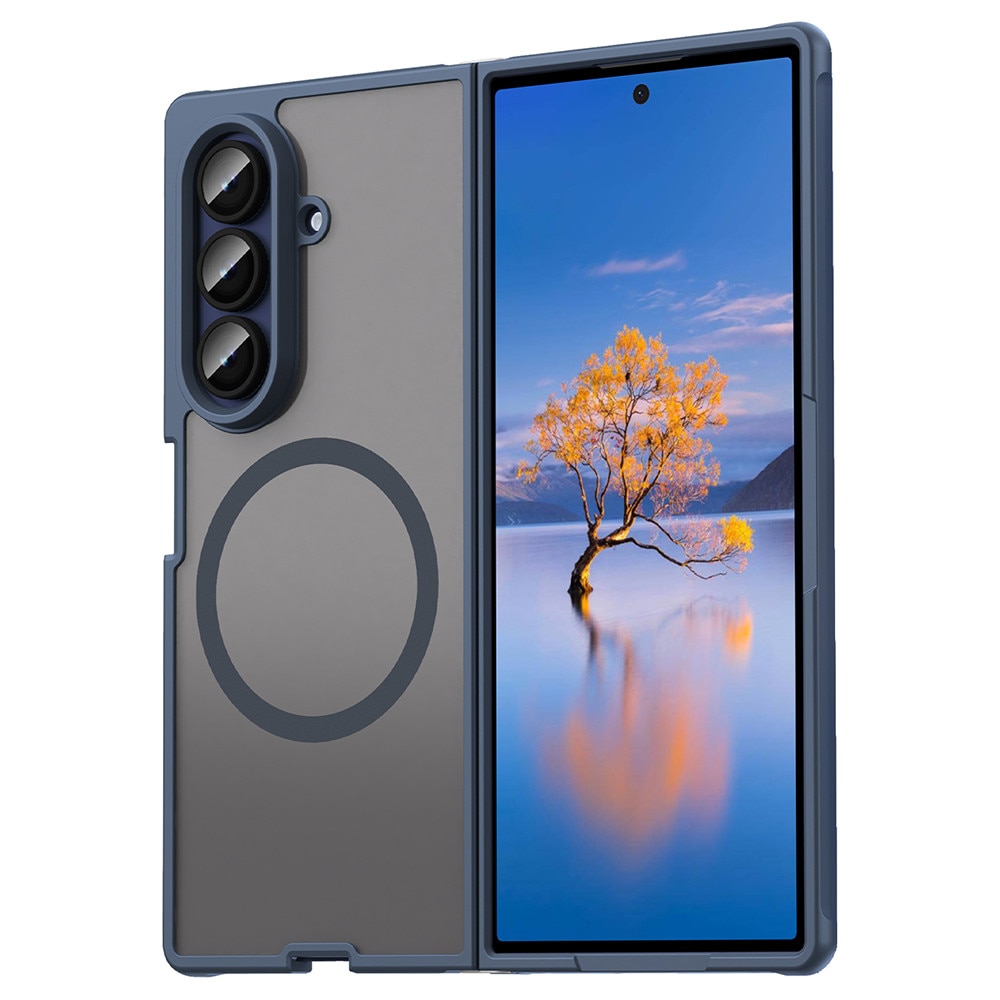 Husa Matte MagSafe pentru Samsung Galaxy Z Fold7, protectie completa, contur albastru