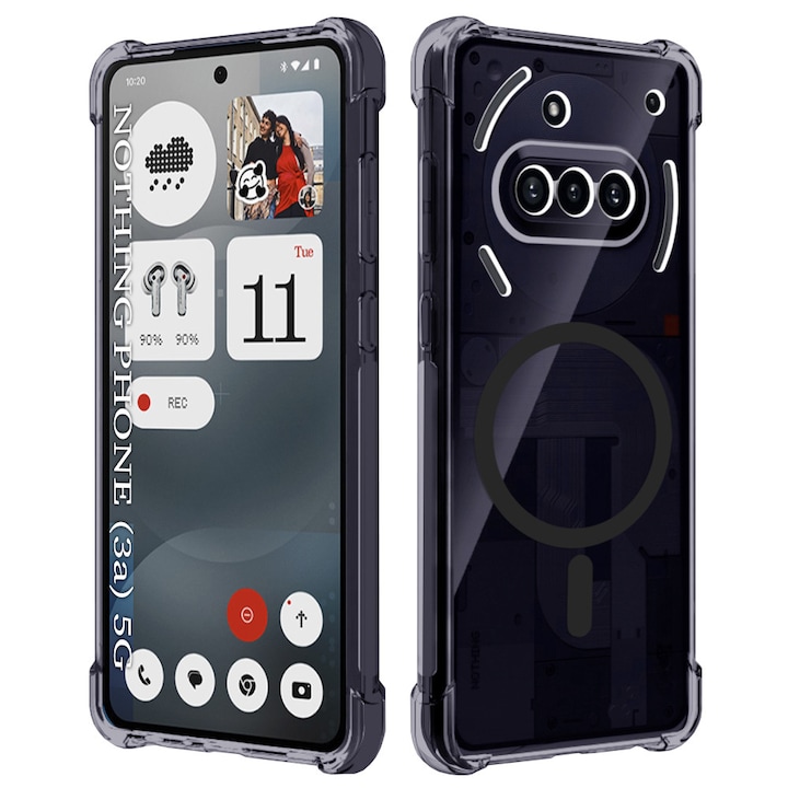 Прозрачен калъф DD Daden ShockProof за Nothing Phone (3a), защита на камерата, противоплъзгащ, опушен