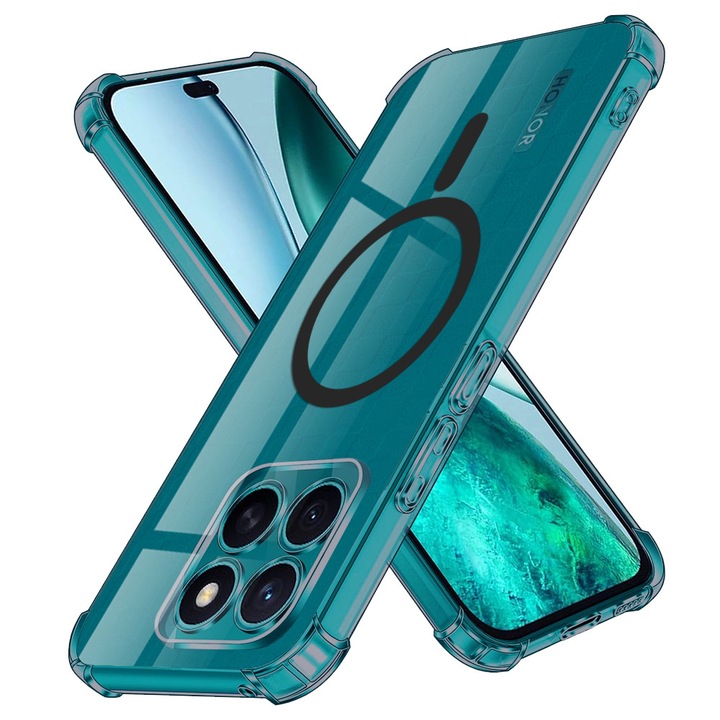 Husa pentru Honor X8c, DaDen, Protectie antisoc, Incarcare wireless, TPU, FUmuriu