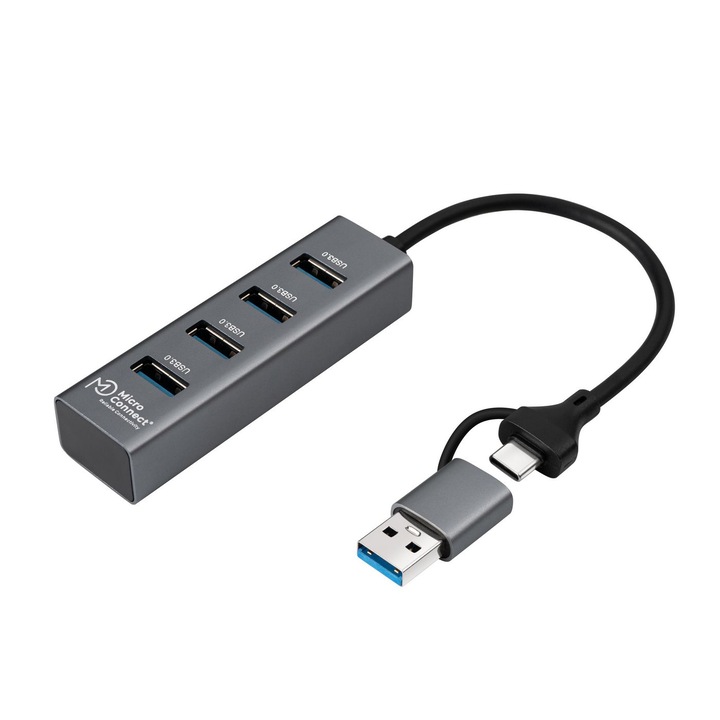 Хъб MicroConnect USB 3.0 4-портов USB-C и A, 5Gbps, 0.15m