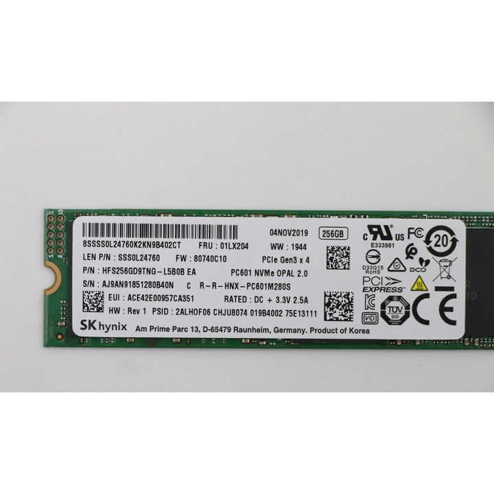 SSD Lenovo M.2 PCIe NVMe 256 GB, SK Hynix OPAL 2.0