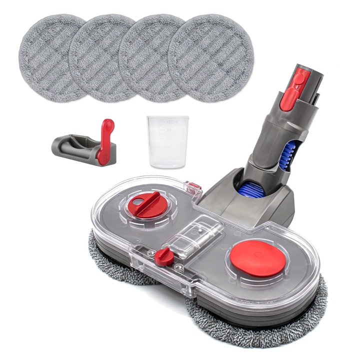 Set spalare si aspirare cu cap electric, BIGLISTENING®, compatibil cu aspiratorul Dyson V7 V8 V10 V11 V15 cu 6 lavete rotunde si un rezervor de apa detasabil