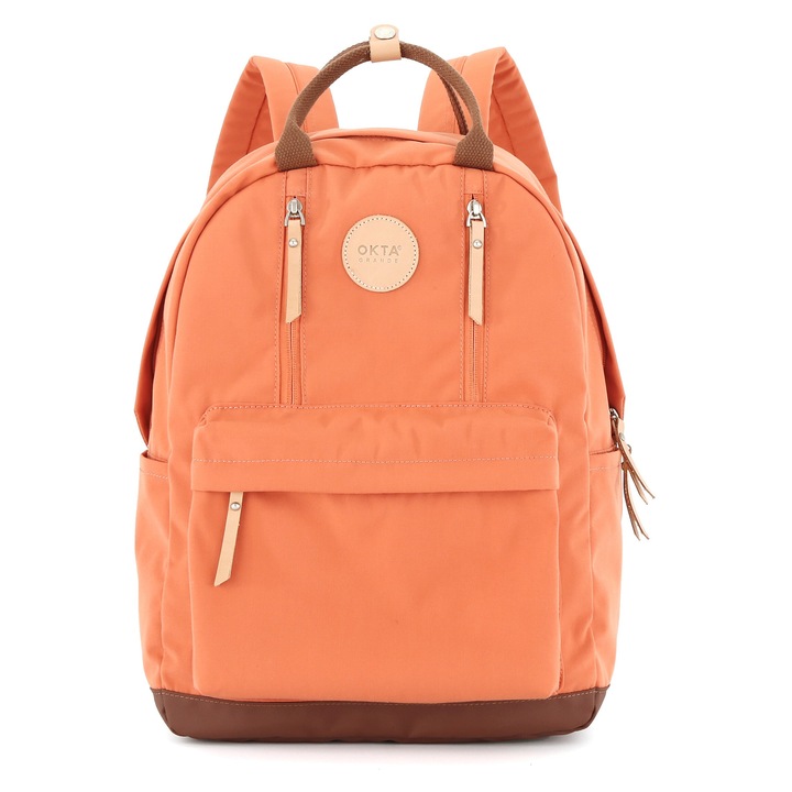Rucsac Urban, Himawari, Okta, 40x28x15 cm, Portocaliu, Material Poliester, Potrivit Pentru A4, Laptop, Numar De Buzunare 8, Inchidere Fermoar