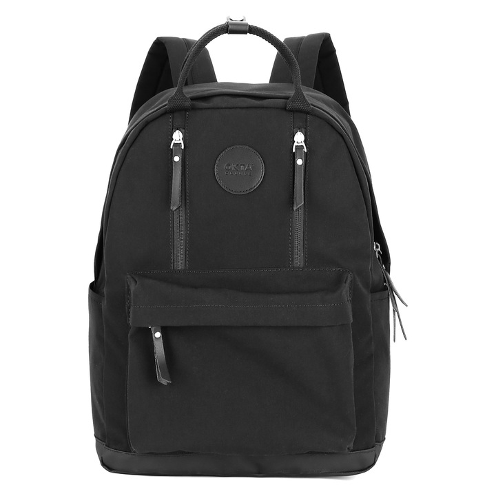 Rucsac Urban, Himawari, Okta, 40x28x15 cm, Negru, Material Poliester, Potrivit Pentru A4, Laptop, Numar De Buzunare 8, Inchidere Fermoar