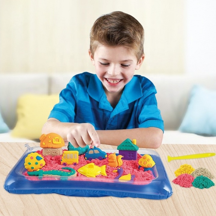 Kinetikus homokozó kosárban, formákkal, Woopie, 0,8 kg, többszínű, 3 éves kortól gyermekeknek