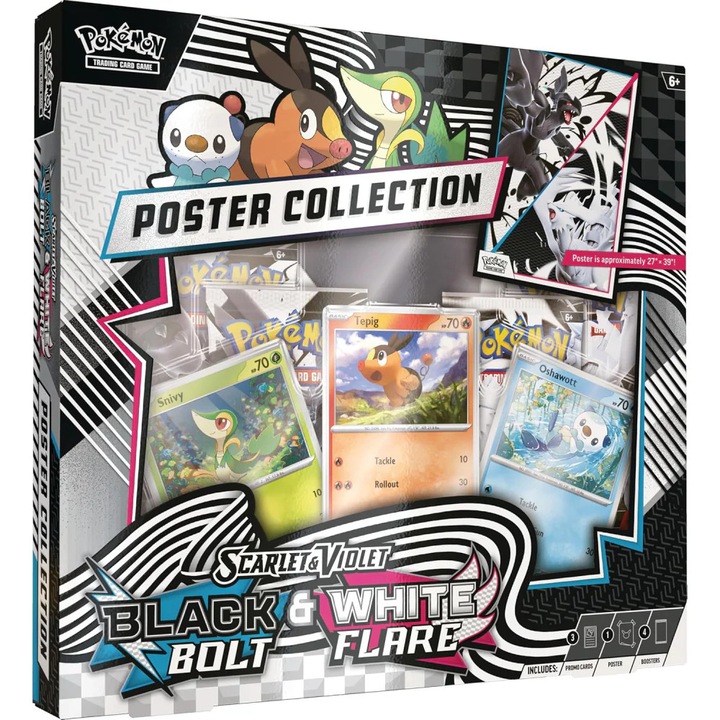 Joc de societate Konami, Pokemon TCG, Scarlet and Violet 10.5, Black Bolt and White Flare, Unova Poster Collection