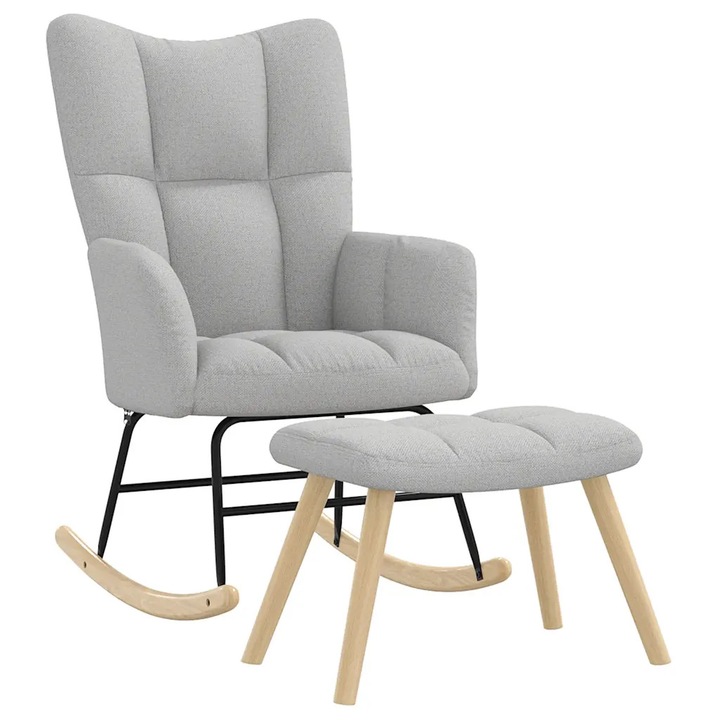 Fotel relaxare cu suport, vidaXL, gri, material textil, dimensiuni 80x90x100cm