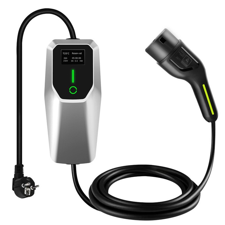 Cablu de încărcare auto EV, Awesafe, 3.6kW, 16A, 5m, rezistent la apă IP54, afisaj digital LED, Schuko, Tip 2, curent reglabil