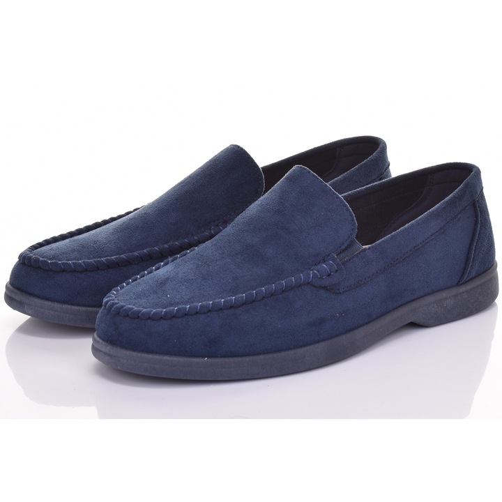 Mocasini barbati, Martinus, casual, piele intoarsa, bleumarin