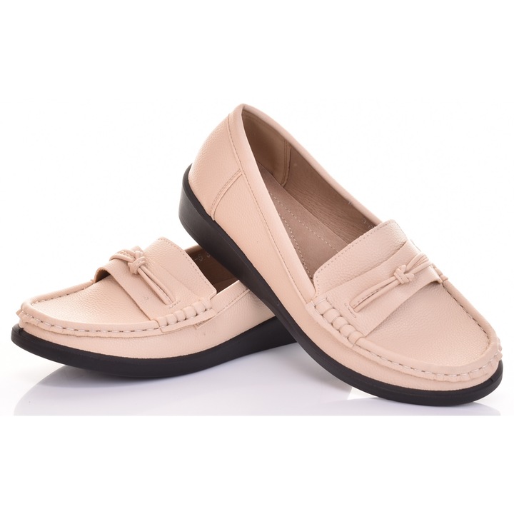 Дамски мокасини Martinus, бежови, екокожа, без връзки, мека подметка