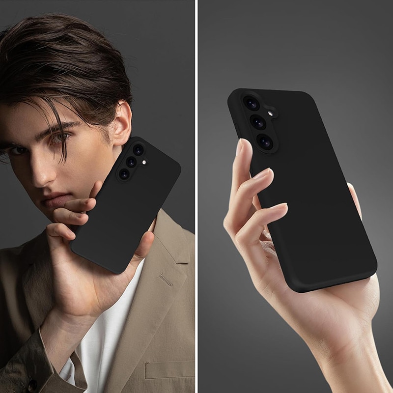 Husa protectie telefon, Silicon, Interior Microfibra, Pentru Samsung Galaxy S25, Negru