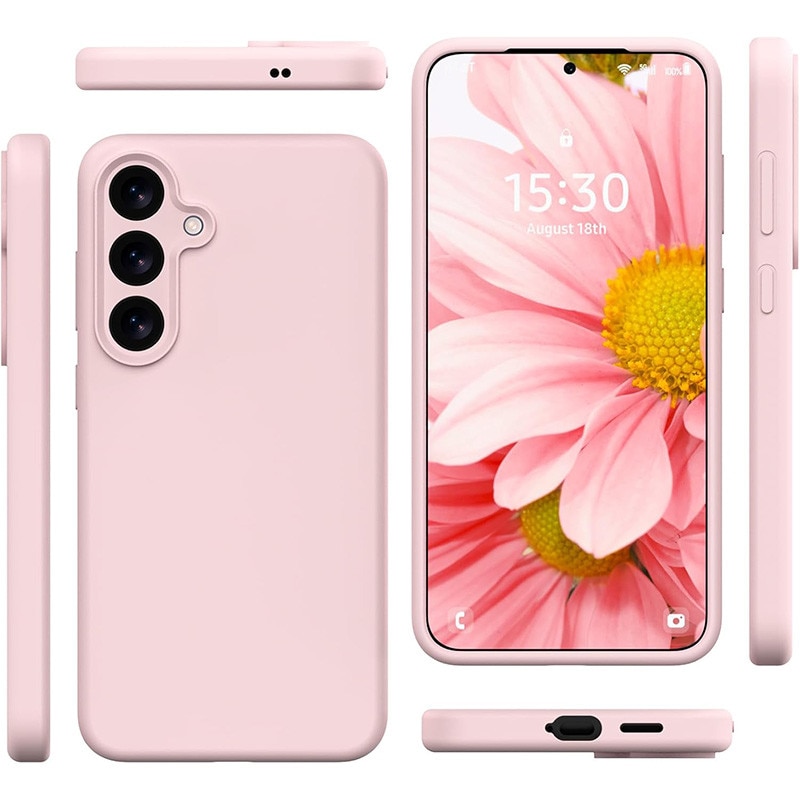 Husa protectie telefon, Silicon, Interior Microfibra, Pentru Samsung Galaxy S25 Plus/S24 Plus Roz