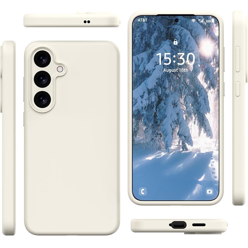 Husa Samsung Galaxy S26 Plus, Imbunatatire in Silicon Lichid, Protectie completa a camerei, Husa subtire, cu finisare gel moale, rezistenta la socuri pentru telefon, 6.7", Bej