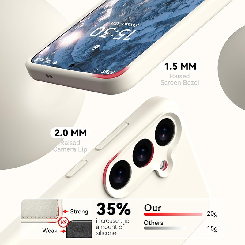 Husa Samsung Galaxy S26 Plus, Imbunatatire in Silicon Lichid, Protectie completa a camerei, Husa subtire, cu finisare gel moale, rezistenta la socuri pentru telefon, 6.7", Bej