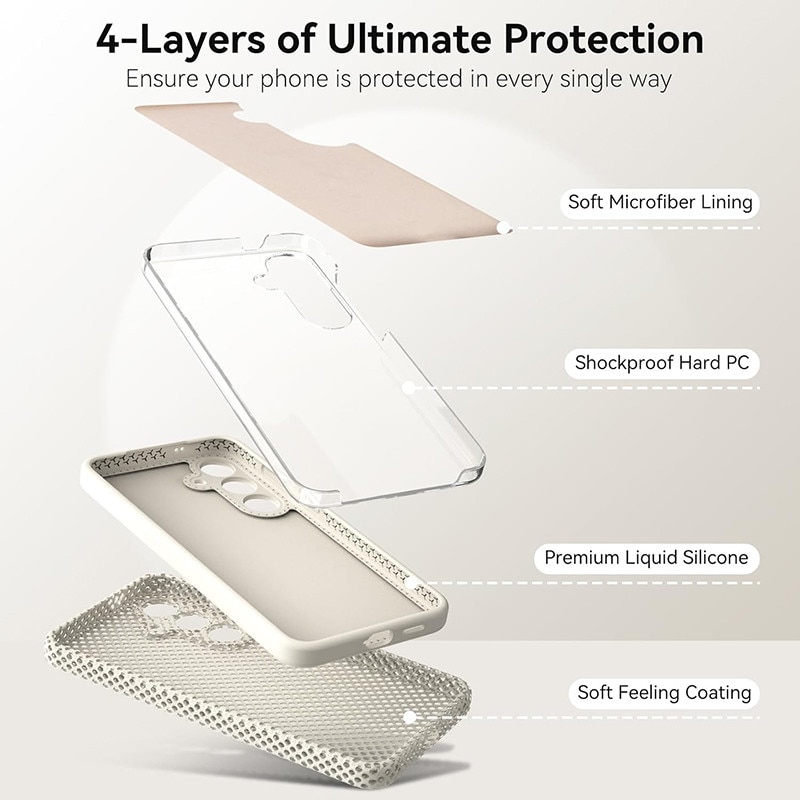 Husa Samsung Galaxy S26 Plus, Imbunatatire in Silicon Lichid, Protectie completa a camerei, Husa subtire, cu finisare gel moale, rezistenta la socuri pentru telefon, 6.7", Bej
