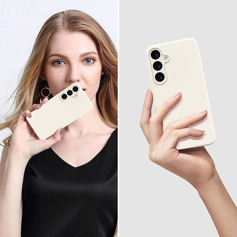Husa Samsung Galaxy S26 Plus, Imbunatatire in Silicon Lichid, Protectie completa a camerei, Husa subtire, cu finisare gel moale, rezistenta la socuri pentru telefon, 6.7", Bej