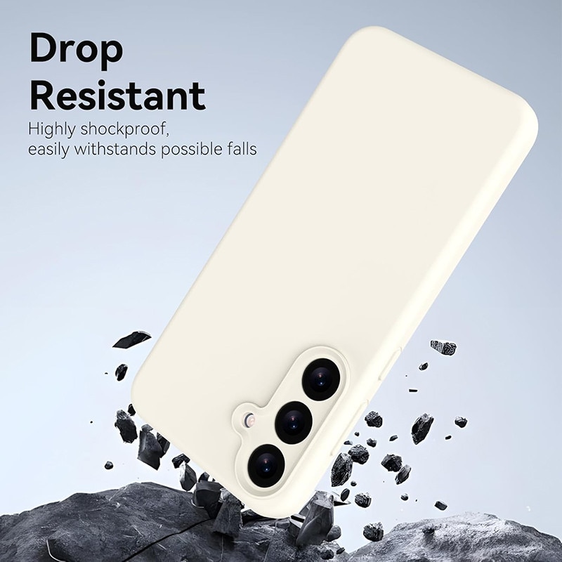 Husa Samsung Galaxy S26 Plus, Imbunatatire in Silicon Lichid, Protectie completa a camerei, Husa subtire, cu finisare gel moale, rezistenta la socuri pentru telefon, 6.7", Bej