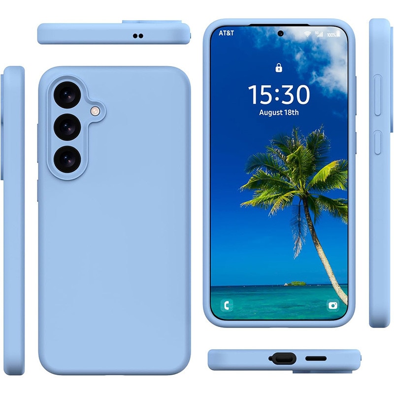 Husa protectie telefon, Silicon, Interior Microfibra, Pentru Samsung Galaxy S25, Albastru deschis