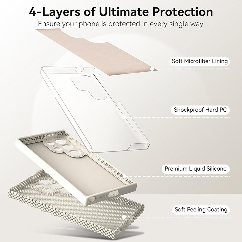 Husa protectie telefon, Silicon, Interior Microfibra, Pentru Samsung Galaxy S24 Ultra, Bej