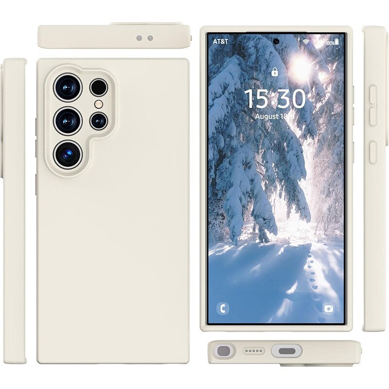 Husa protectie telefon, Silicon, Interior Microfibra, Pentru Samsung Galaxy S24 Ultra, Bej