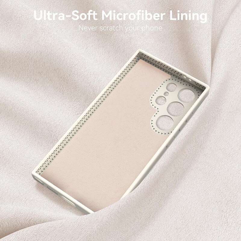 Husa protectie telefon, Silicon, Interior Microfibra, Pentru Samsung Galaxy S24 Ultra, Bej