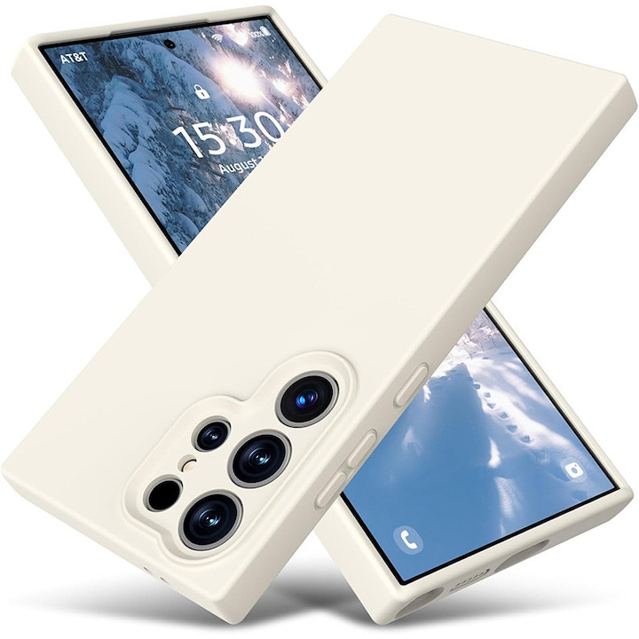 Калъф за телефон, силиконов, микрофибърна вътрешност, за Samsung Galaxy S24 Ultra, бежов