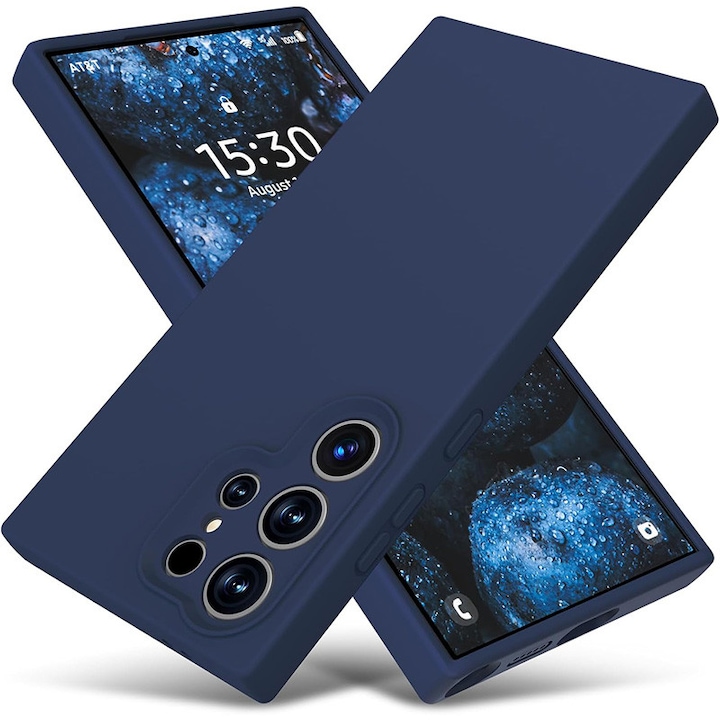 Husa protectie telefon, Silicon, Interior Microfibra, Pentru Samsung Galaxy S24 Ultra, Albastru inchis