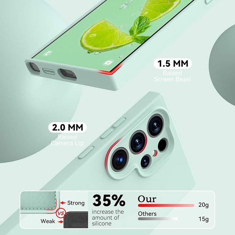 Husa protectie telefon, Silicon, Interior Microfibra, Pentru Samsung Galaxy S24 Ultra, Verde menta