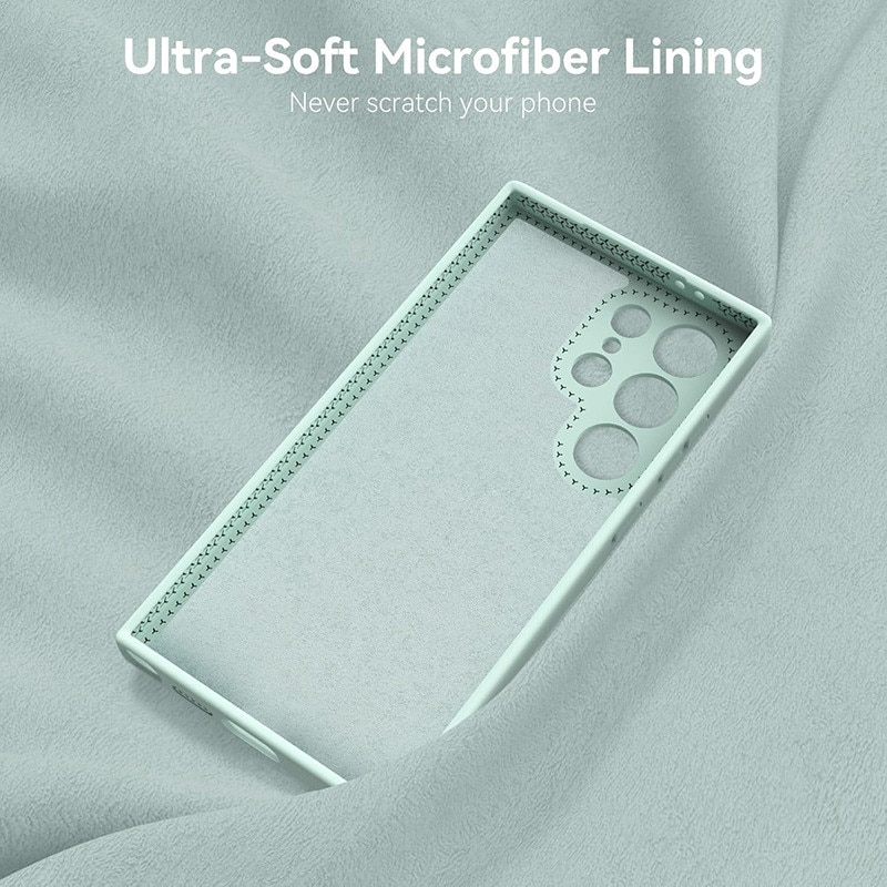 Husa protectie telefon, Silicon, Interior Microfibra, Pentru Samsung Galaxy S24 Ultra, Verde menta