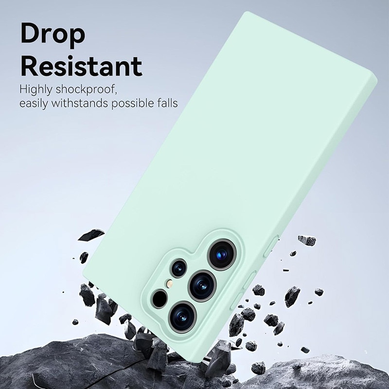 Husa protectie telefon, Silicon, Interior Microfibra, Pentru Samsung Galaxy S24 Ultra, Verde menta