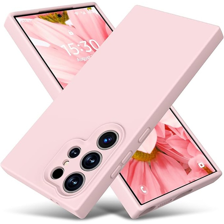 Калъф за телефон, силиконов, микрофибърна вътрешност, за Samsung Galaxy S24 Ultra, розов