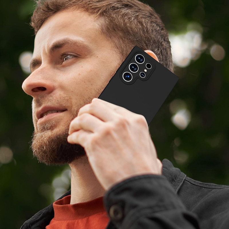 Husa protectie telefon, Silicon, Interior Microfibra, Pentru Samsung Galaxy S24 Ultra, Negru