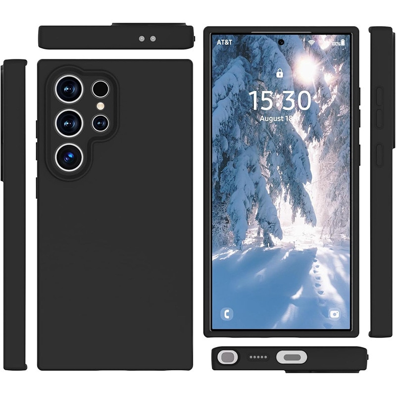 Husa protectie telefon, Silicon, Interior Microfibra, Pentru Samsung Galaxy S24 Ultra, Negru