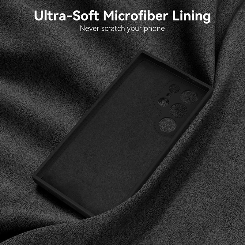 Husa protectie telefon, Silicon, Interior Microfibra, Pentru Samsung Galaxy S24 Ultra, Negru