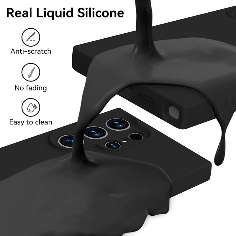 Husa protectie telefon, Silicon, Interior Microfibra, Pentru Samsung Galaxy S24 Ultra, Negru