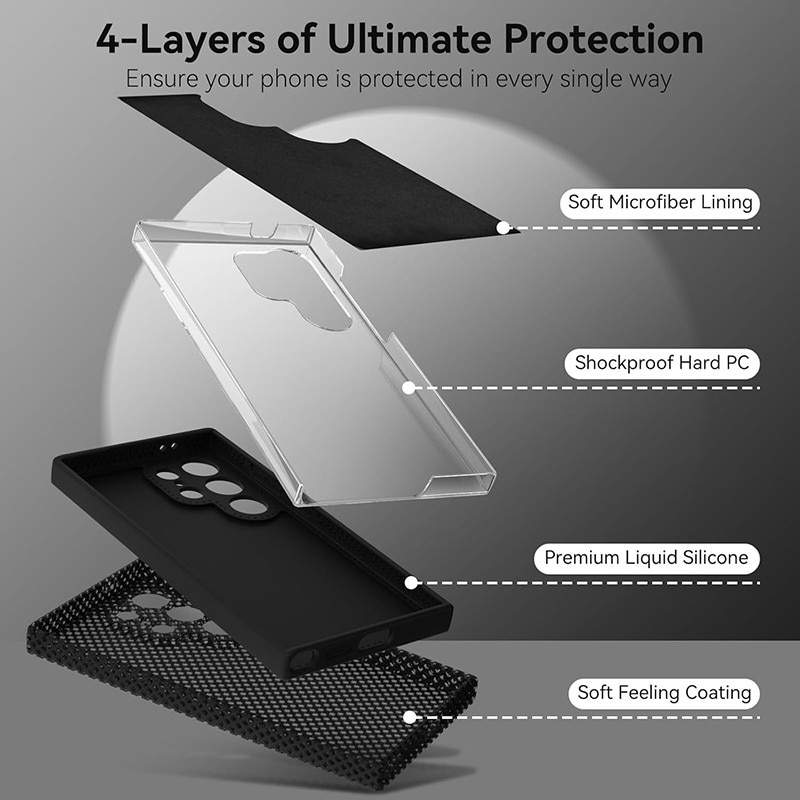 Husa protectie telefon, Silicon, Interior Microfibra, Pentru Samsung Galaxy S24 Ultra, Negru