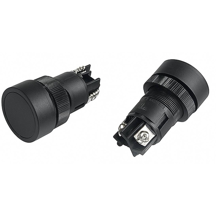 Buton LAY-5, 2 pini, Fara blocare, NO, Negru, 250VAC, 3A, Ф22mm