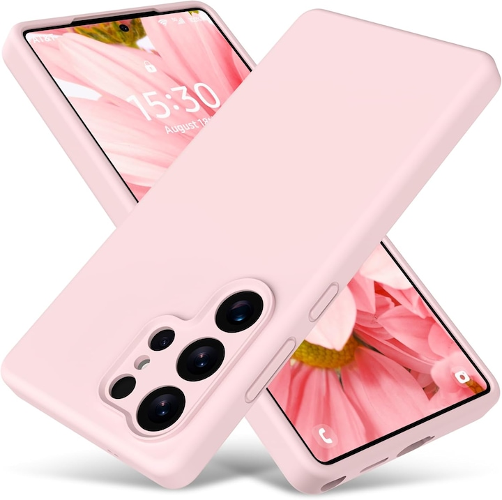 Husa protectie telefon, Silicon, Interior Microfibra, Pentru Samsung Galaxy S25 Ultra, Roz